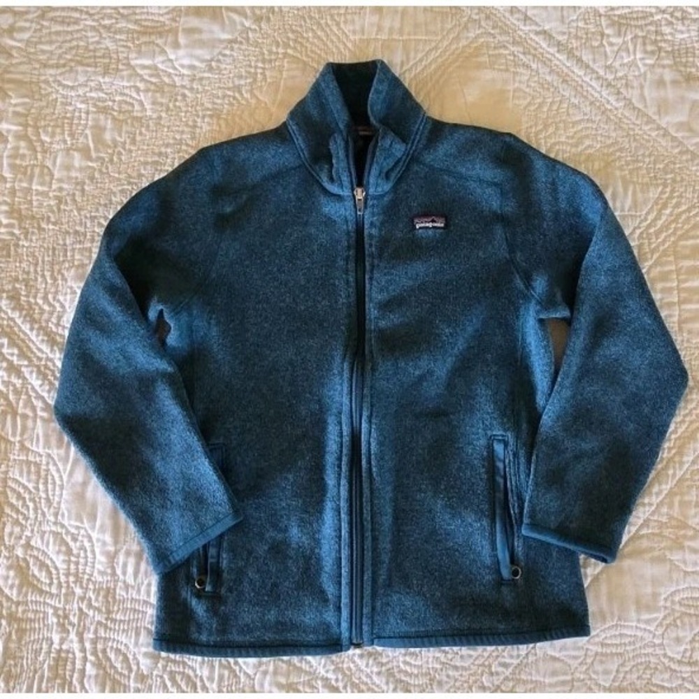 Patagonia Youth Boys Girls Medium Size 12 Better Sweater Zip Jacket Teal Blue